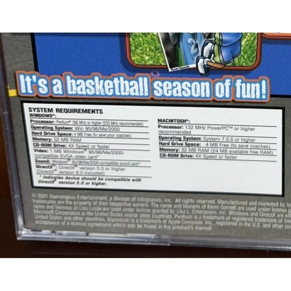PC Computer Game Backyard Basketball Windows MAC Featuring Pro Players As Kids